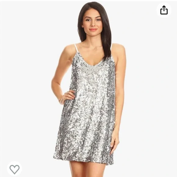 anna kaci sequin dress Anna-Kaci Womens Plus Size Short Sleeve Sequin Dresses V Neck T Shirt Shift Sparkle Dress